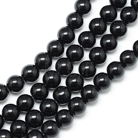 Synthetic Black Stone Bead Strands X-G-R345-6mm-35-1-1