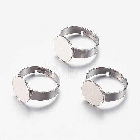 Tarnish Resistant Adjustable 304 Stainless Steel Finger Rings Components STAS-F149-20P-1