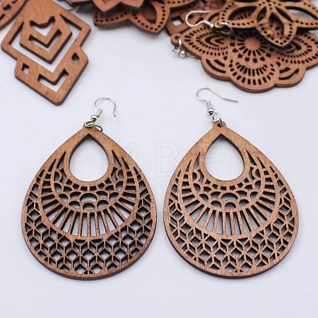 Alloy Wood Dangle Earrings FS-WG0BF85-03-1