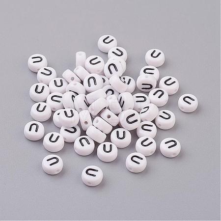 Acrylic Horizontal Hole Letter Beads X-PL37C9070-U-1