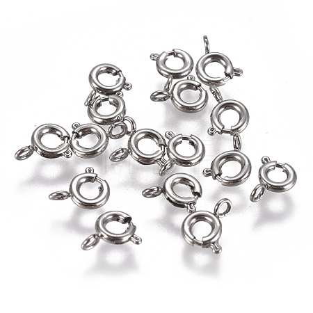 Non-Tarnish 304 Stainless Steel Spring Ring Clasps STAS-F224-02P-A-1