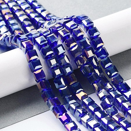 Electroplate Glass Beads Strands EGLA-R030-6x6mm-10-1