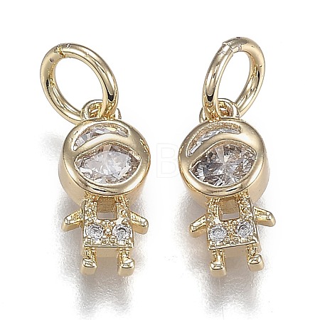 Brass Micro Pave Clear Cubic Zirconia Pendants ZIRC-Z003-17G-1