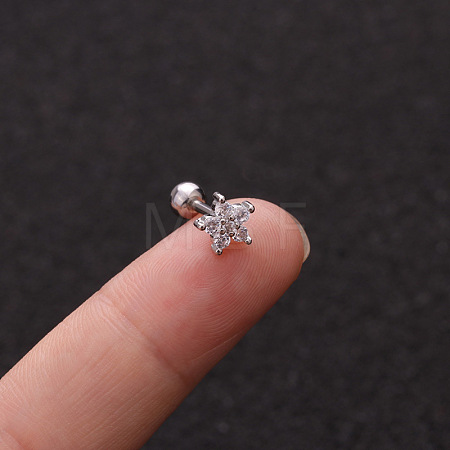 316L Surgical Stainless Steel Micro Pave Clear Cubic Zirconia Flower Cartilage Earrings WG9CD6D-39-1