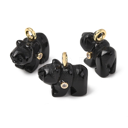 Natural Obsidian Carved Pendants G-H357-02G-07-1