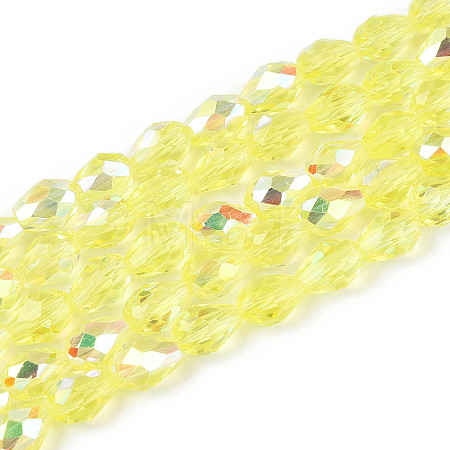 Transparent Electroplate Glass Beads Strands EGLA-N023-6x8mm-A02-1