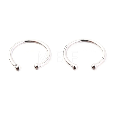 Anti-Tarnish Rhodium Plated 925 Sterling Silver Cuff Earrings EJEW-H124-06P-1