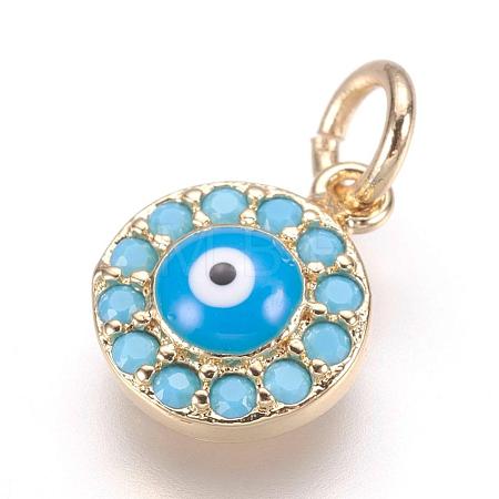 Brass Micro Pave Cubic Zirconia Charms ZIRC-E124-63G-1