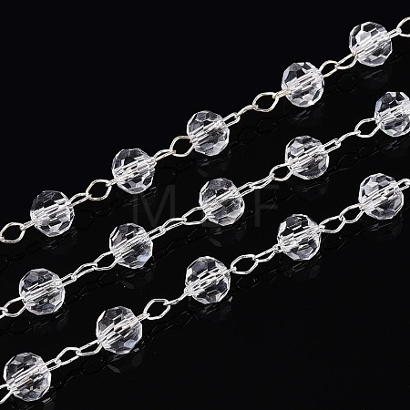 Handmade Glass Faceted Round Beaded Chains CHC-ZX005-05S-1