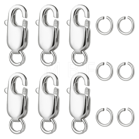 Anti-Tarnish 6Pcs 925 Sterling Silver Lobster Claw Clasps STER-BBC0002-06P-1