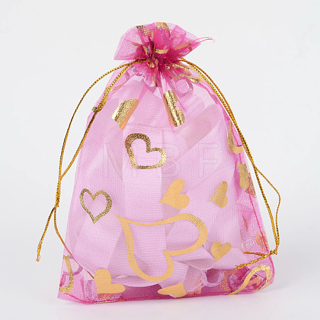 Heart Printed Organza Bags OP-R022-7x9-08-1