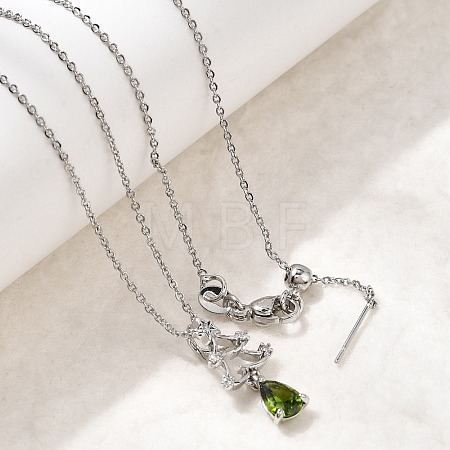 Christmas Snowflake Brass Micro Pave Cubic Zirconia Pendants Necklaces NJEW-L468-01P-B01-1
