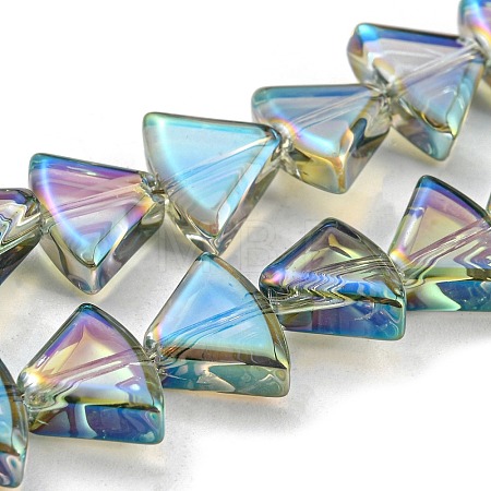 Full Rainbow Plated Electroplate Transparent Glass Beads Strands EGLA-G037-08A-FR01-1