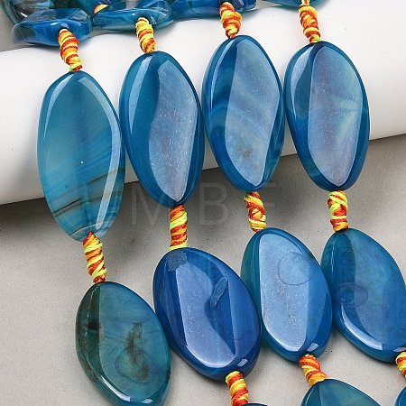 Natural Banded Agate Beads Strands G-F825-H01-01A-1