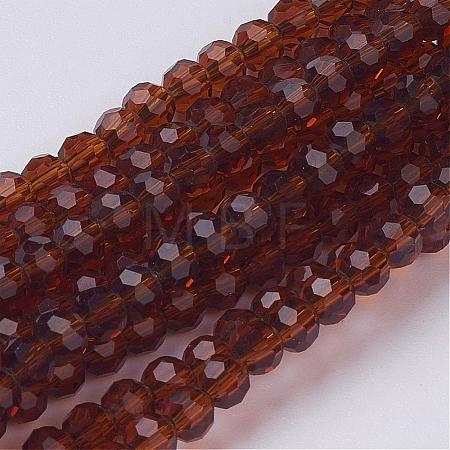 Faceted(32 Facets) Glass Round Beads Strands X-GF4mmC45-1