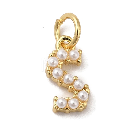 Rack Plating Brass with ABS Plastic Imitation Pearl Charms KK-B092-30S-G-1