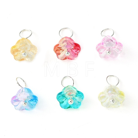 Glass Flower Charms PALLOY-JF02280-1