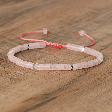 Natural Rose Quartz Beaded Braided Bracelets QH4784-8-1