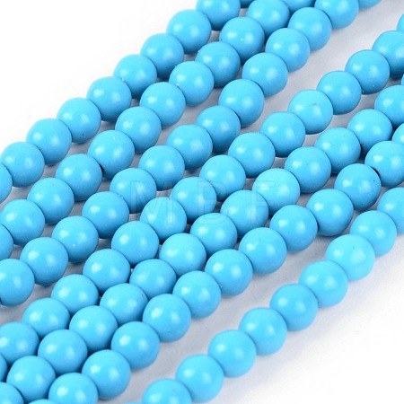 1 Strand Dyed Deep Sky Blue Round Synthetic Turquoise Beads Strands X-TURQ-G106-6mm-02F-1