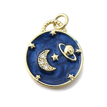 Brass Micro Pave Cubic Zirconia Pendants KK-V010-06G-02-1