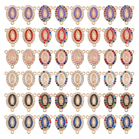 48Pcs 12 Colors Alloy Enamel Chandelier Components Links ENAM-OC0001-13-1