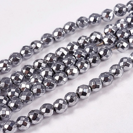 Electroplate Non-magnetic Synthetic Hematite Beads Strands X-G-J169B-4mm-02-1