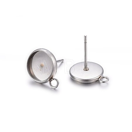 Non-Tarnish 304 Stainless Steel Stud Earring Settings STAS-H467-08P-12mm-1