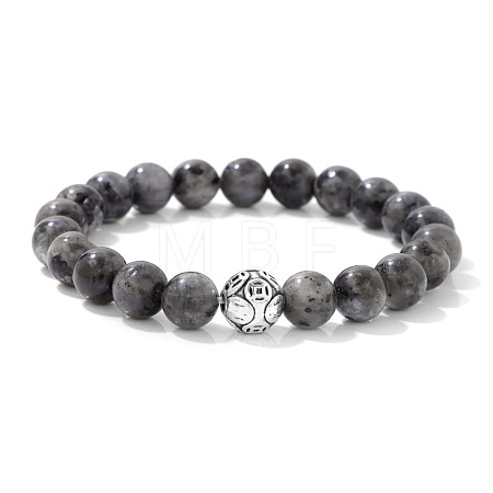 Natural Labradorite Round Beaded Stretch Bracelets BJ1741-3-1