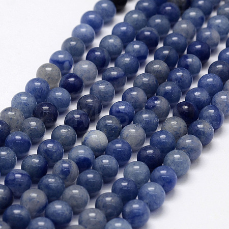 Dyed & Heated Natural Blue Aventurine Beads Strands X-G-F380-6mm-1