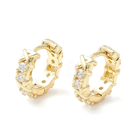 Clear Cubic Zirconia Chunky Hinged Hoop Earrings for Women X-EJEW-P196-24G-1