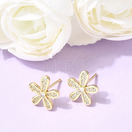 Valentine's Day Brass Micro Pave Clear Cubic Zirconia Stud Earrings EJEW-C186-22G-01-1