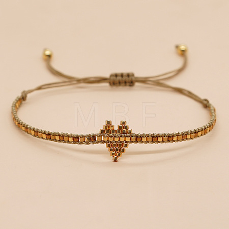 Handmade MIYUKI Glass Seed Bead Heart Braided Bracelets for Women LI3804-3-1