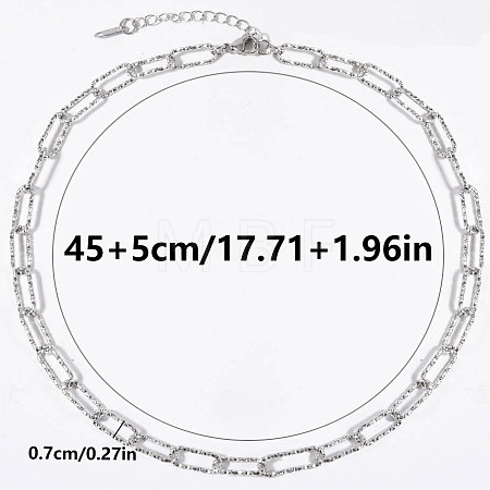 304 Stainless Steel Textured Paperclip Chain Necklaces for Women HX6515-1-1