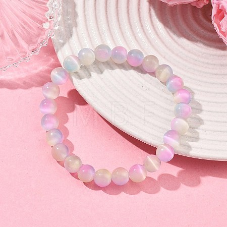 Cat Eye Beaded Stretch Bracelets for Women BJEW-JB13746-1