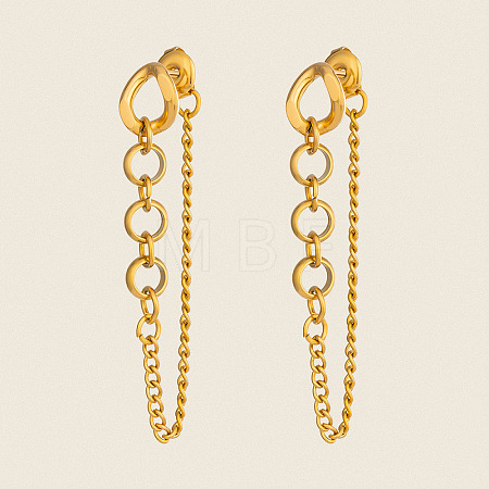 304 Stainless Steel Chain Tassel Stud Earrings for Women IO3537-1-1