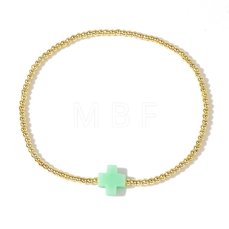 Brass Round Beads Stretch Bracelets VH4184-7-1