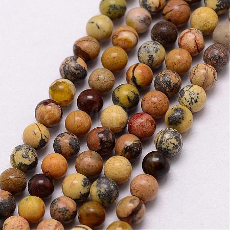Natural Yellow Turquoise(Jasper) Beads Strands G-K146-02-3mm-1