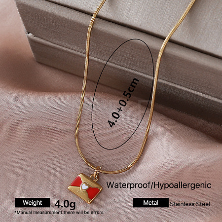 Vintage 304 Stainless Steel Enamel Pendant Necklaces EC1066-5-1