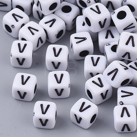 White Opaque Acrylic Beads X-MACR-R869-02V-1