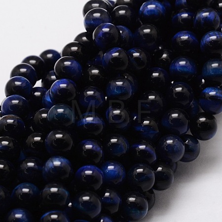 Natural Tiger Eye(Dyed & Heated) Round Beads Strands G-E329-8mm-40B-1