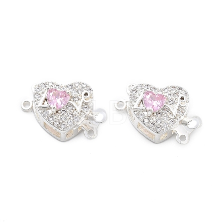 Brass Micro Pave Cubic Zirconia Box Clasps KK-B125-07S-01-1
