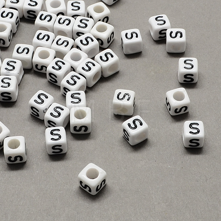 Large Hole Acrylic Letter European Beads SACR-Q103-7mm-01S-1