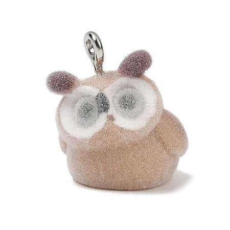 Animal Theme Flocky Opaque Resin Pendants RESI-H042-01P-13-1