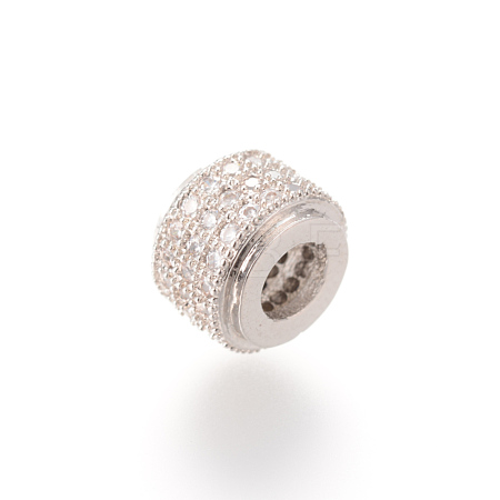 Brass Micro Pave Cubic Zirconia Beads X-ZIRC-S053-YS013-2-1