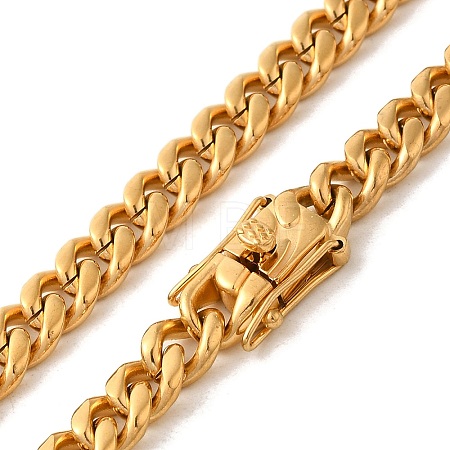 Ion Plating(IP) 304 Stainless Steel Cuban Link Chain Necklaces for Men NJEW-L173-018G-04-1