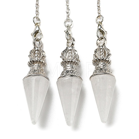 Natural Quartz Crystal Pointed Dowsing Pendulums AJEW-P113-01P-04-1