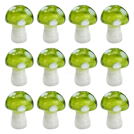 10Pcs Mushroom Handmade Lampwork Beads LAMP-YW0001-08A-1