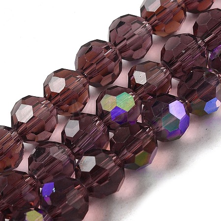 Electroplate Transparent Glass Beads Strands EGLA-A035-T8mm-L13-1