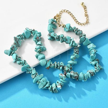 Synthetic Turquoise Chips Beaded Necklace NJEW-FZ00004-02-1