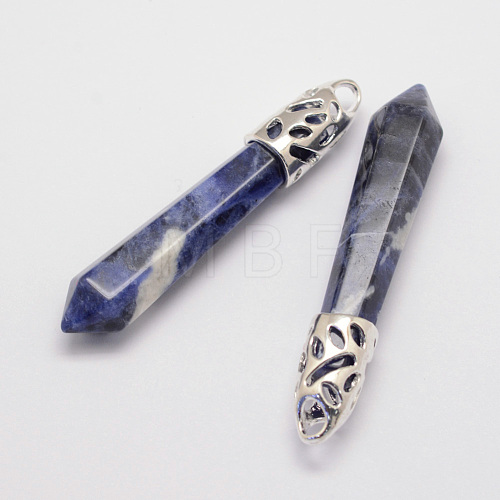 Natural Sodalite Big Pointed Pendants G-D860-C14-P-1